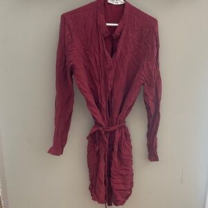 NETT the Label Red Button-Up Dress with Belt